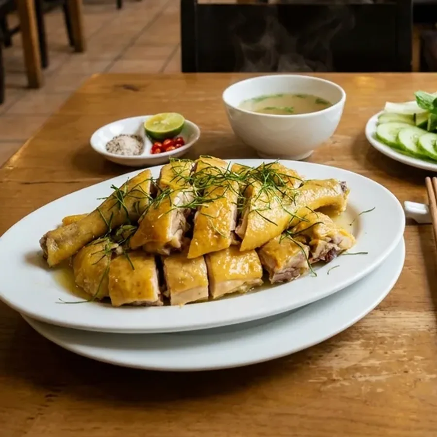 Gà đồi hấp lá chanh (½ con)